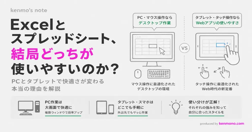 Excelスプレッドシート結局どちらが使いやすいのか?